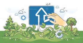 Green growth as sustainable future and development outline hands concept