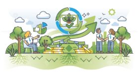 Green investments and sustainable financial funding business outline concept