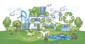 Green manufacturing and clean energy usage for factory outline concept