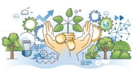 Growth business strategy for financial development outline hands concept
