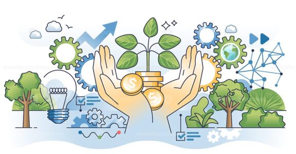 Growth business strategy for financial development outline hands concept
