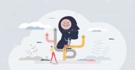 Growth mindset as mental development and skill progress tiny person concept