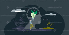 Growth mindset and improvement or development attitude tiny person concept