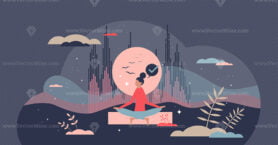 Guided imagery as dream, thoughts and mind control tiny person concept