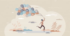 Happy life with careless feelings and joyful emotions tiny person concept