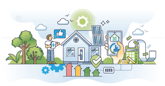 Home energy green audits with cost efficiency calculations outline concept