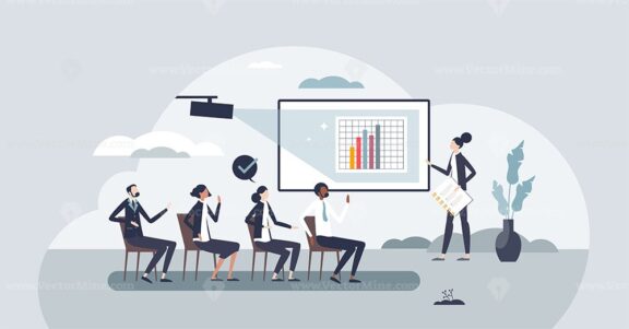 HR learning and development for employee motivation tiny person concept