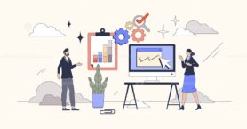 HR analytics and human resources analytics tiny person neubrutalism concept