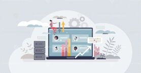 HR data platform and company employee database software tiny person concept