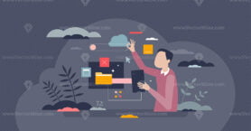 Human computer interaction with smart design layout tiny person concept