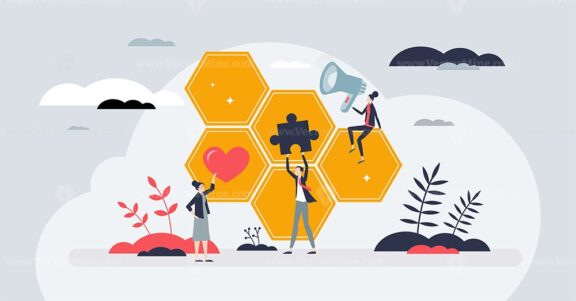 Human management and HR resources for company team tiny person concept
