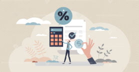 Income tax calculation and financial VAT money refund tiny person concept