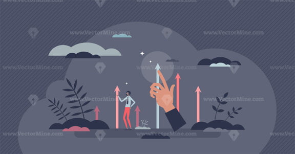 Increase and development future strategy for business tiny person concept
