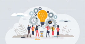 Innovation and creative mechanical solution as business tiny person concept