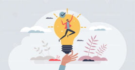 Inspiration idea and creative invention breakthrough tiny person concept