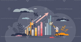 Investment and financial growth with money profit chart tiny person concept