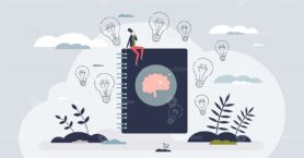Journaling for mental health and emotions awareness tiny person concept