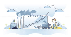 Keeling curve daily record of global CO2 concentration outline concept