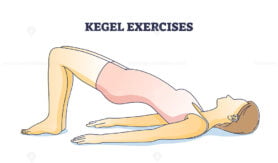 Kegel exercises for pelvic floor muscle stretch and strength outline concept