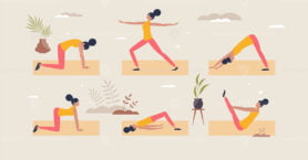 Kegel exercises set for pelvic floor problem prevention tiny person concept
