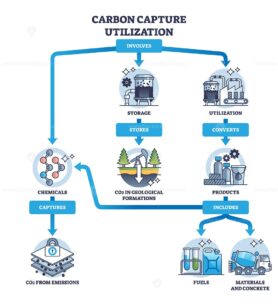 Key components of carbon capture and emission storage system outline diagram