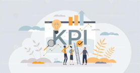 KPI or key performance indicator, measuring performance tiny person concept