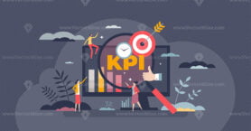 KPI or key performance indicator as performance measure tiny person concept