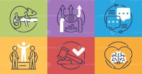 Leadership development with skills and ability growth outline grid concept.