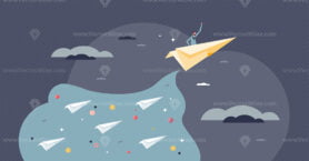 Leading startup as best and most efficient new company tiny person concept