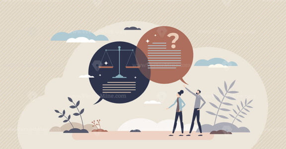 Legal advice and consultation about law or civil rights tiny person concept