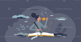 Literature author occupation with creative writer skills tiny person concept