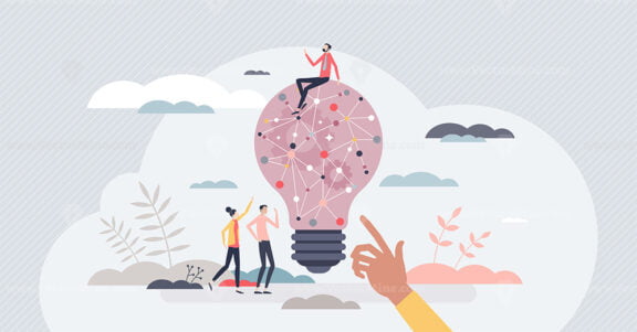 Machine learning and artificial intelligence for new idea tiny person concept