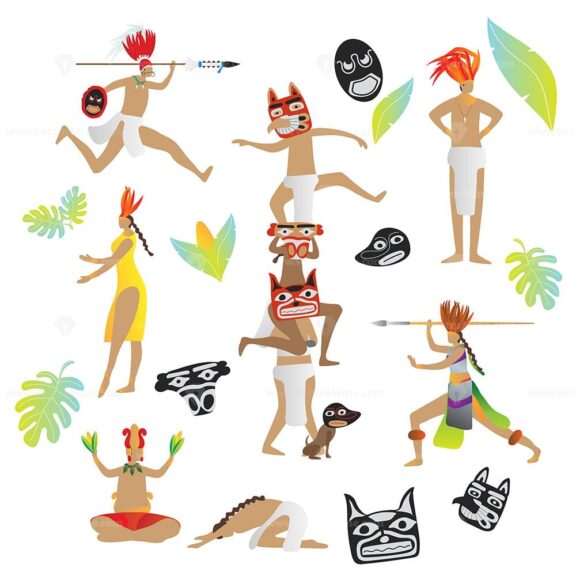 FREE Maya civilization vector illustration collection set
