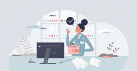 Medical records technician as hospital document assistant tiny person concept