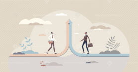 Merging business and join two companies in one group tiny person concept