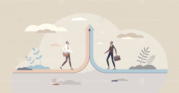 Merging business and join two companies in one group tiny person concept