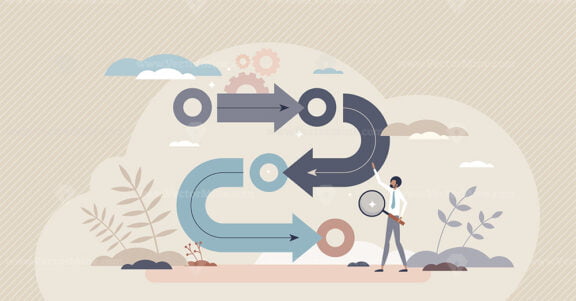 Methodology and design development process workflow tiny person concept