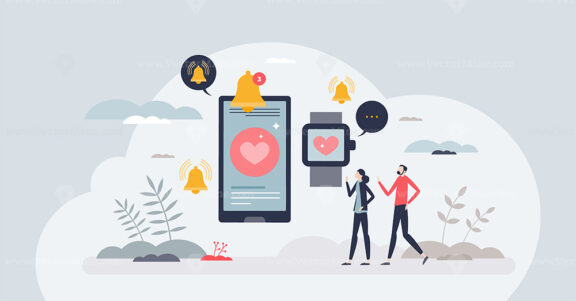 mHealth as mobile health care app for disease warning tiny person concept