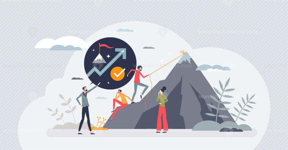 Motivation and inspiration for professional growth tiny person concept