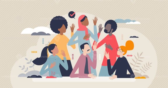 Multiculturalism and different racial diversity society tiny person concept