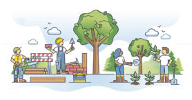 Nature vs urbanization as different contrast areas for living outline concept