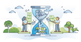 Navigating change management and green business evolution outline concept