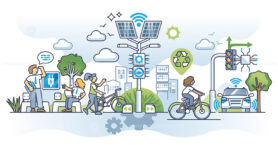 Navigating the smart city and modern digitization management outline concept