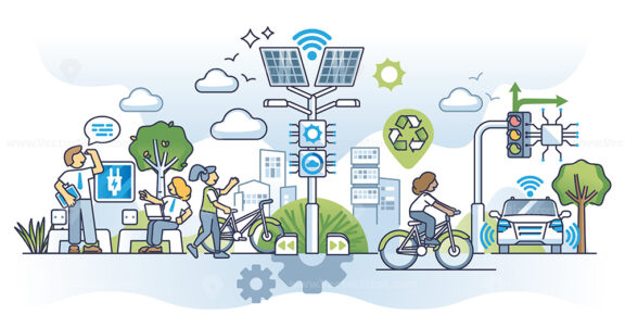 Navigating the smart city and modern digitization management outline concept