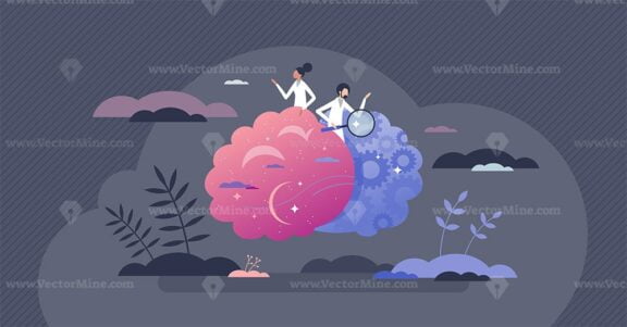 Neuropsychology as psychology and neurology research tiny person concept