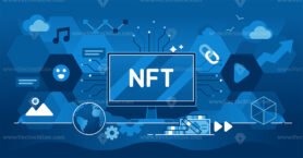 NFT or non fungible token as unique ownership and identifier outline concept