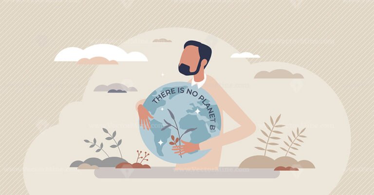 No planet B option as earth protection and conservation tiny person concept