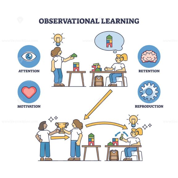 Observational learning as behavior impact from observation outline diagram