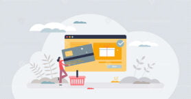 Online shopping and e commerce service for purchases tiny person concept
