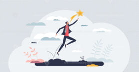 Opportunity advantage for business achievement boost tiny person concept